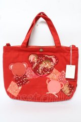 PINK HOUSE / くまワッペンバッグ  赤 Y-25-10-05-085-LO-BG-SZ-ZY