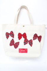 PINK HOUSE / リボンアップリケ トート  オフ白 Y-25-10-05-094-LO-BG-SZ-ZY