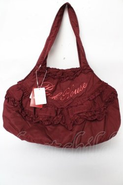 画像1: PINK HOUSE / ロゴ刺繍入りローンバッグ  ボルドー Y-25-10-05-098-LO-BG-SZ-ZY