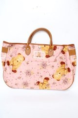 PINK HOUSE / テディ×勿忘草柄バッグ  ピンク Y-25-10-05-103-LO-BG-SZ-ZY