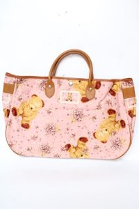 PINK HOUSE / テディ×勿忘草柄バッグ  ピンク Y-25-10-05-103-LO-BG-SZ-ZY