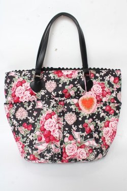 画像1: BABY,THE STARS SHINE BRIGHT / シュガーブーケ〜永遠の乙女の憧れ〜柄バケツ型Bag  黒 Y-25-10-05-112-BA-BG-SZ-ZY