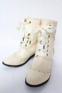 Innocent World / ロゴ刺繍スカラップショートブーツ S アイボリー Y-25-10-05-122-IW-SH-SZ-ZY