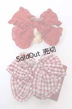 画像2: PINK HOUSE / Berry Roseモチーフ付き2種リボンブローチセット  赤 Y-25-10-05-017-LO-AC-SZ-ZY