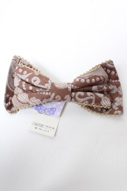 画像1: Angelic Pretty / ホイップジャガードリボンバレッタ  ブラウン Y-25-10-05-035-AP-ZA-SZ-ZY