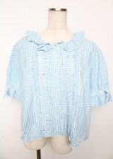 PINK HOUSE / はしごレース&サテンリボン使いローンブラウス F サックス Y-25-10-06-032-LO-BL-SZ-ZY