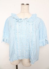 PINK HOUSE / はしごレース&サテンリボン使いローンブラウス F サックス Y-25-10-06-032-LO-BL-SZ-ZY