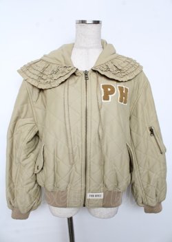 画像1: PINK HOUSE / PHロゴワッペン付きフードブルゾン F カーキ Y-25-10-06-035-LO-JA-SZ-ZY