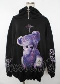 TRAVAS TOKYO / Furry bear half zip high neck hoodie　パーカー  黒 Y-25-10-06-039-PU-TO-SZ-ZY