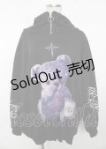 TRAVAS TOKYO / Furry bear half zip high neck hoodie　パーカー  黒 Y-25-10-06-039-PU-TO-SZ-ZY