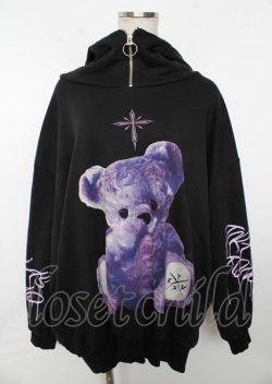 画像1: TRAVAS TOKYO / Furry bear half zip high neck hoodie　パーカー  黒 Y-25-10-06-039-PU-TO-SZ-ZY