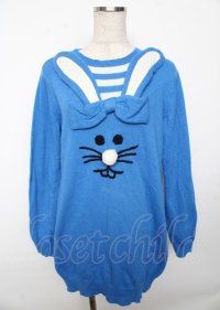 Candy Stripper / POP UP RABBIT KNIT ONEPIECE  青 Y-25-10-06-042-PU-OP-SZ-ZY