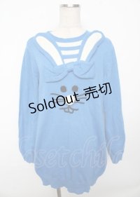 Candy Stripper / POP UP RABBIT KNIT ONEPIECE  青 Y-25-10-06-042-PU-OP-SZ-ZY