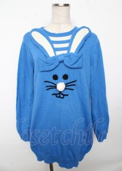 画像1: Candy Stripper / POP UP RABBIT KNIT ONEPIECE  青 Y-25-10-06-042-PU-OP-SZ-ZY
