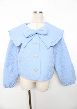 画像1: axes femme POETIQUE / フラワーキルティングブルゾン M ブルー Y-25-10-06-057-AX-JA-SZ-ZY