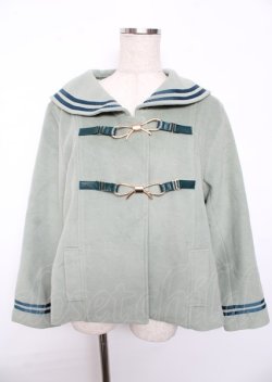 画像1: axes femme POETIQUE / リボンビットセーラーコート M グリーン Y-25-10-06-059-AX-CO-SZ-ZY