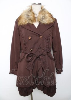 画像1: axes femme / スリットトレンチコート  ブラウン Y-25-10-06-065-AX-CO-SZ-ZY