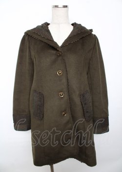 画像1: axes femme / フード付きコート  カーキ Y-25-10-06-066-AX-CO-SZ-ZY