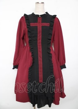 画像1: axes femme POETIQUE / レースクロスシスターワンピース M ワイン Y-25-10-06-079-AX-OP-SZ-ZY