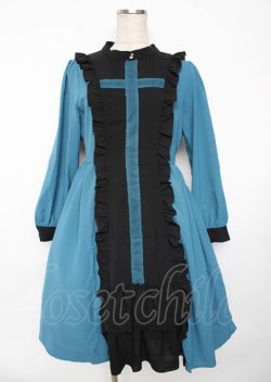 画像1: axes femme POETIQUE / レースクロスシスターワンピース M Bグリーン Y-25-10-06-080-AX-OP-SZ-ZY