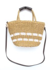 画像2: 【SALE】axes femme / ペーパー×レースかごバッグ  茶 Y-25-10-06-010-AX-BG-SZ-ZTK026 (2)