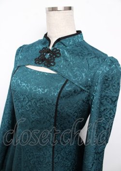 画像3: axes femme POETIQUE / チャイナスリット袖ロングワンピース M グリーン Y-25-10-06-083-AX-OP-SZ-ZY