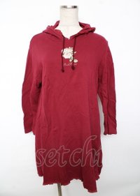 PINK HOUSE / 薔薇刺繍パーカーワンピース  赤 Y-25-10-06-087-LO-OP-SZ-ZY