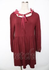 Jane Marple / フリル付け襟ワンピース  ワイン Y-25-10-06-088-JM-OP-SZ-ZY