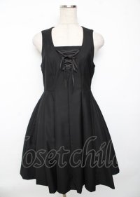 PEACE NOW / レースアップジャンパースカート M 黒 Y-25-10-06-090-PU-OP-SZ-ZY