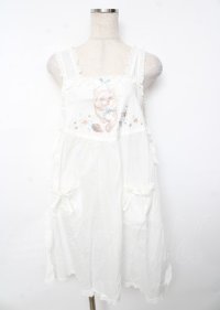 PINK HOUSE / さざ波とねこ刺繍ローンタブリエ F 白 Y-25-10-06-092-LO-TO-SZ-ZY