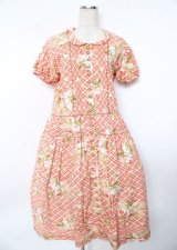 WONDERFUL WORLD / ローズブーケチェック柄ワンピース F ピンク Y-25-10-06-094-LO-OP-SZ-ZY