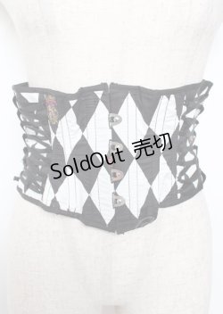 画像1: ATELIER PIERROT / Diamond Circus Corset  白×黒 Y-25-10-06-096-EL-SK-SZ-ZY