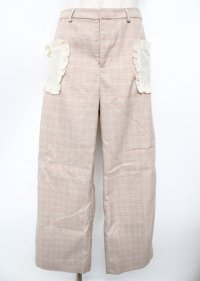 merry jenny / スパンコールポケットチェックパンツ F ベージュ Y-25-10-06-098-LO-PA-SZ-ZY