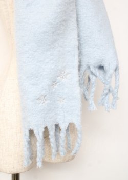 画像2: axes femme / 雪柄刺繍ボリュームストール  サックス Y-25-10-06-015-AX-ZA-SZ-ZY