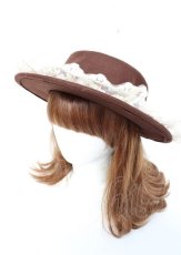 画像2: axes femme / 巻きバラレースカンカン帽  茶 Y-25-10-06-020-AX-AC-SZ-ZTK033 (2)