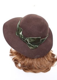 axes femme / ベロアリボンキャペリン 57.5cm 茶 Y-25-10-06-027-AX-AC-SZ-ZT-K025