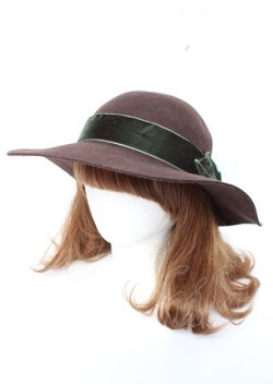 画像2: axes femme / ベロアリボンキャペリン 57.5cm 茶 Y-25-10-06-027-AX-AC-SZ-ZY