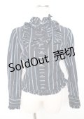 Innocent World / スタンドカラーストライプブラウス  紺 Y-25-10-06-029-IW-BL-SZ-ZT622