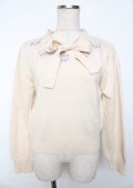 F&A / 刺繍&ボウタイニット F アイボリー Y-25-10-06-030-LO-TO-SZ-ZY