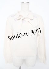 F&A / 刺繍&ボウタイニット F アイボリー Y-25-10-06-030-LO-TO-SZ-ZY