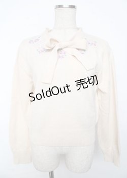 画像1: F&A / 刺繍&ボウタイニット F アイボリー Y-25-10-06-030-LO-TO-SZ-ZY