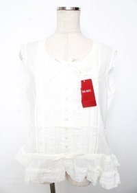 PINK HOUSE / リボンいっぱいフリルベスト F 白 Y-25-10-07-022-LO-TO-SZ-ZY