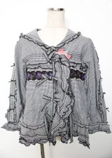 PINK HOUSE / バイオレットレース使いセーラーカラーブラウス F 黒 Y-25-10-07-030-LO-BL-SZ-ZY