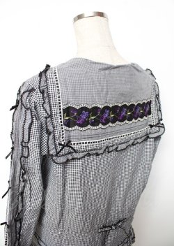 画像5: PINK HOUSE / バイオレットレース使いセーラーカラーブラウス F 黒 Y-25-10-07-030-LO-BL-SZ-ZY