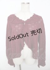 PINK HOUSE / 透かし編みボレロ風カーディガン F ボルドー Y-25-10-07-034-LO-TO-SZ-ZY