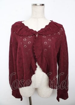 画像1: PINK HOUSE / 透かし編みボレロ風カーディガン F ボルドー Y-25-10-07-034-LO-TO-SZ-ZY