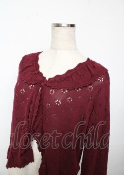 画像3: PINK HOUSE / 透かし編みボレロ風カーディガン F ボルドー Y-25-10-07-034-LO-TO-SZ-ZY
