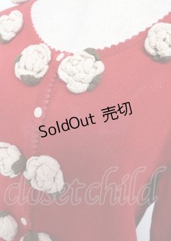 画像3: PINK HOUSE / カメリアモチーフニットカーディガン F 赤 Y-25-10-07-037-LO-TO-SZ-ZY