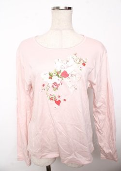 画像1: PINK HOUSE / オーナメントローズプリントカットソー F ピンク Y-25-10-07-042-LO-TO-SZ-ZY