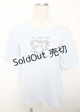 PINK HOUSE / ブルーベリー刺繍カットソー L サックス Y-25-10-07-044-LO-TO-SZ-ZT229